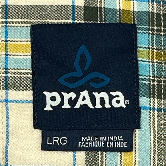 Prana Graden Shirt Men's Large 80% Organic Woven Cotton 20% Poly, Color Stone - Picture 3 of 7